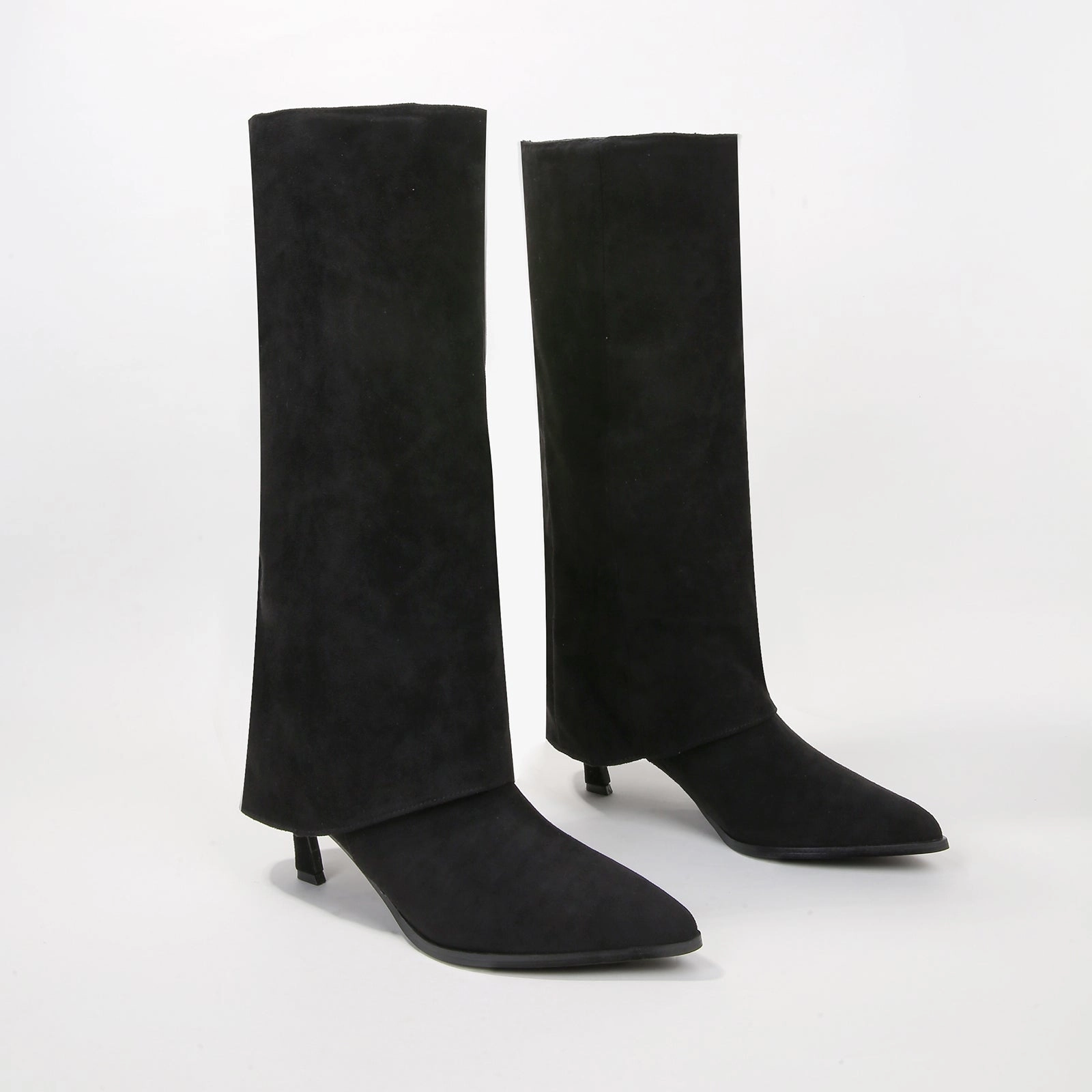 Treasure Fold-Over Suede Knee High Boots Dark Brown Knee High Boots