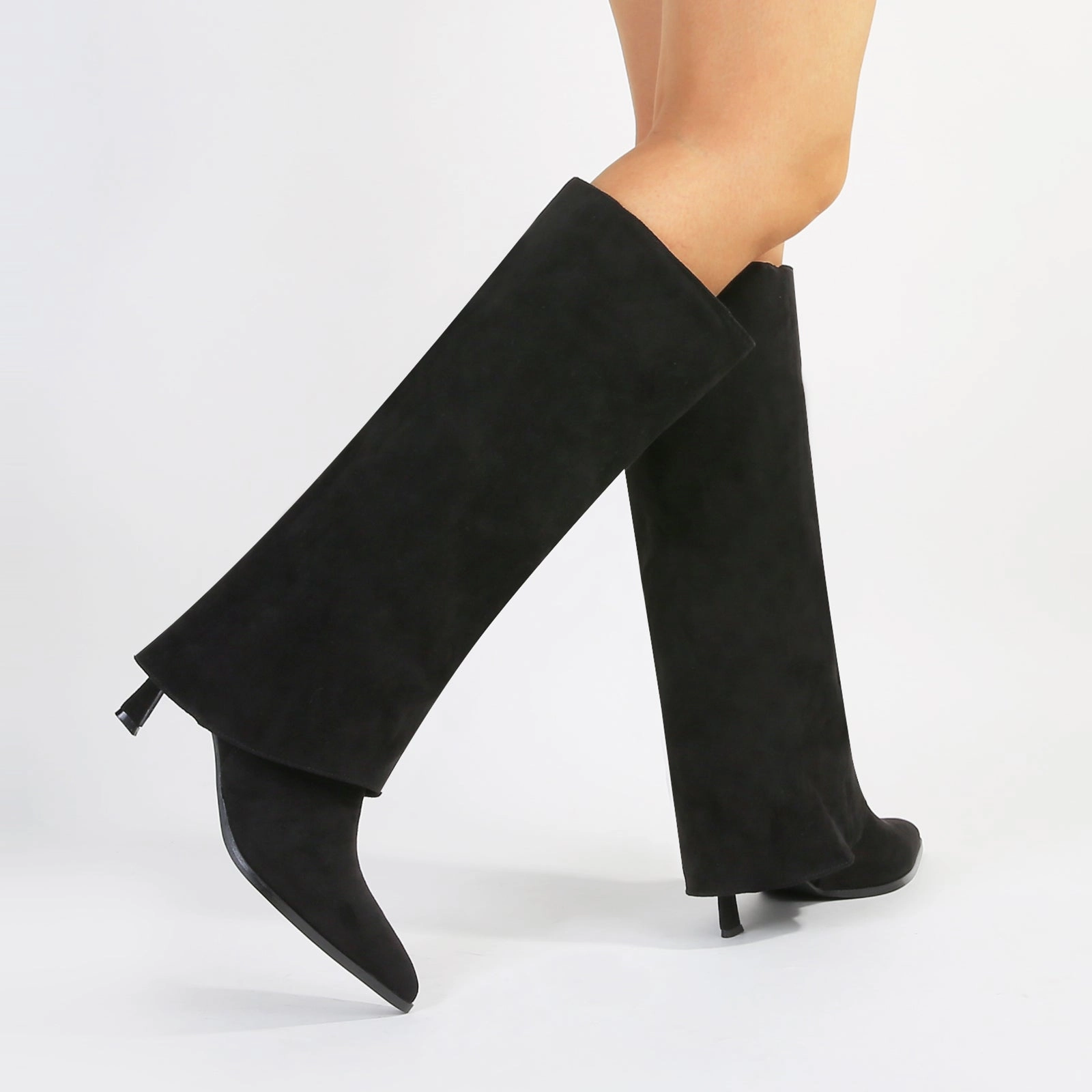 Night Out Club Outfits With Knee High Boots Treasure Fold-Over Suede Knee High Boots