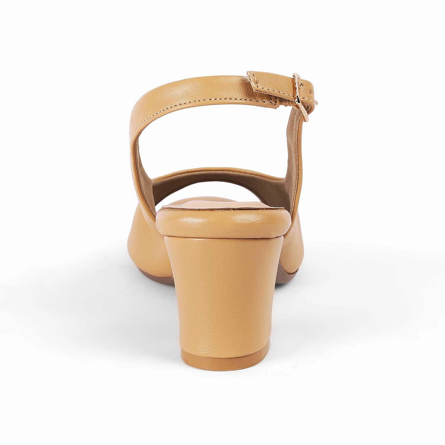 High Heel Shoes Next Day Delivery Tresmode Eden Beige Women's Dress Block Heel Slingback Pumps