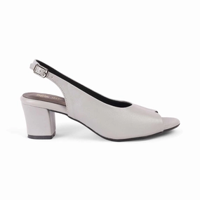 Angel Wings High Heels Tresmode Eden Grey Women's Dress Block Heel Slingback Pumps