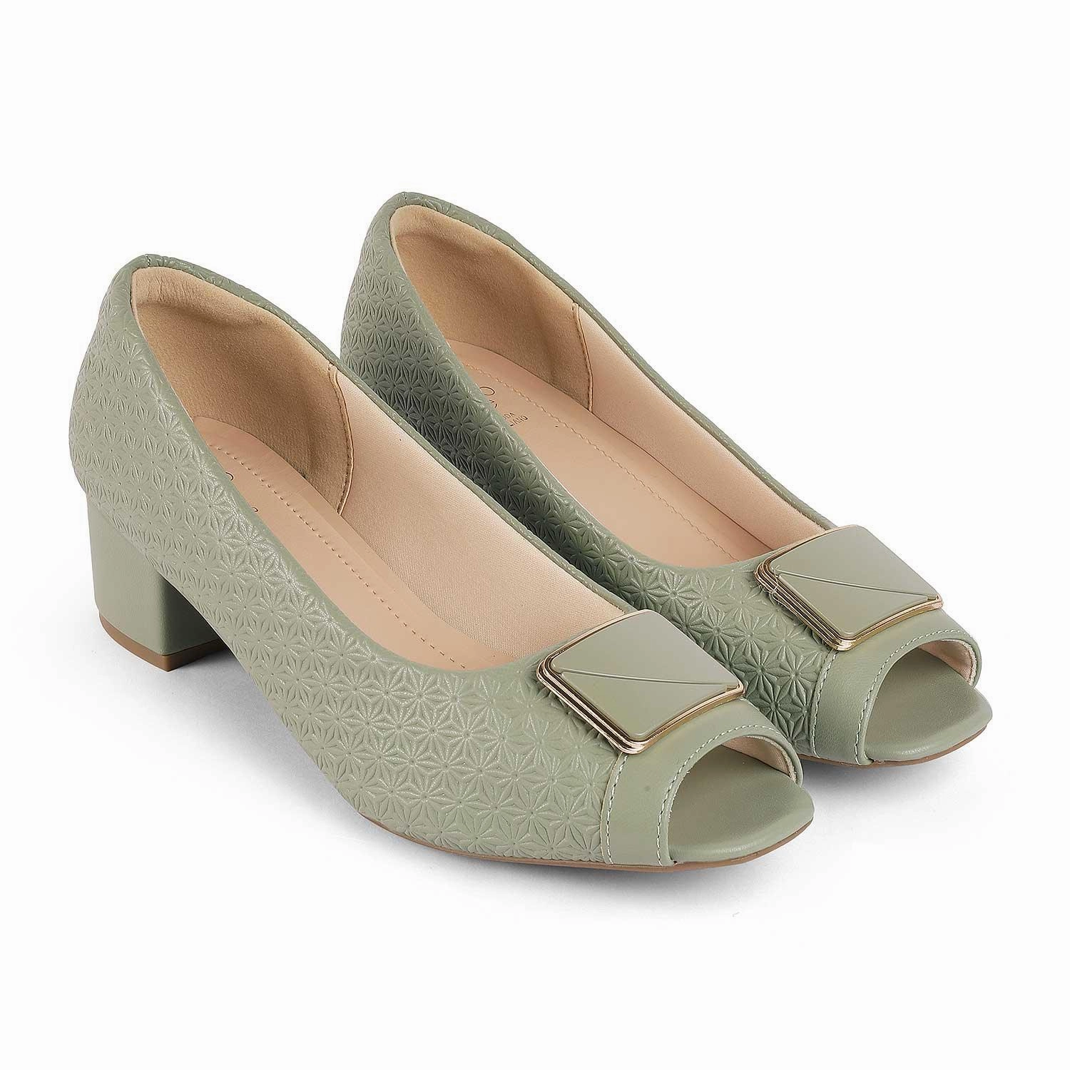 Tresmode Treroy Green Women's Peep-toe Heels High-heeled Sandals