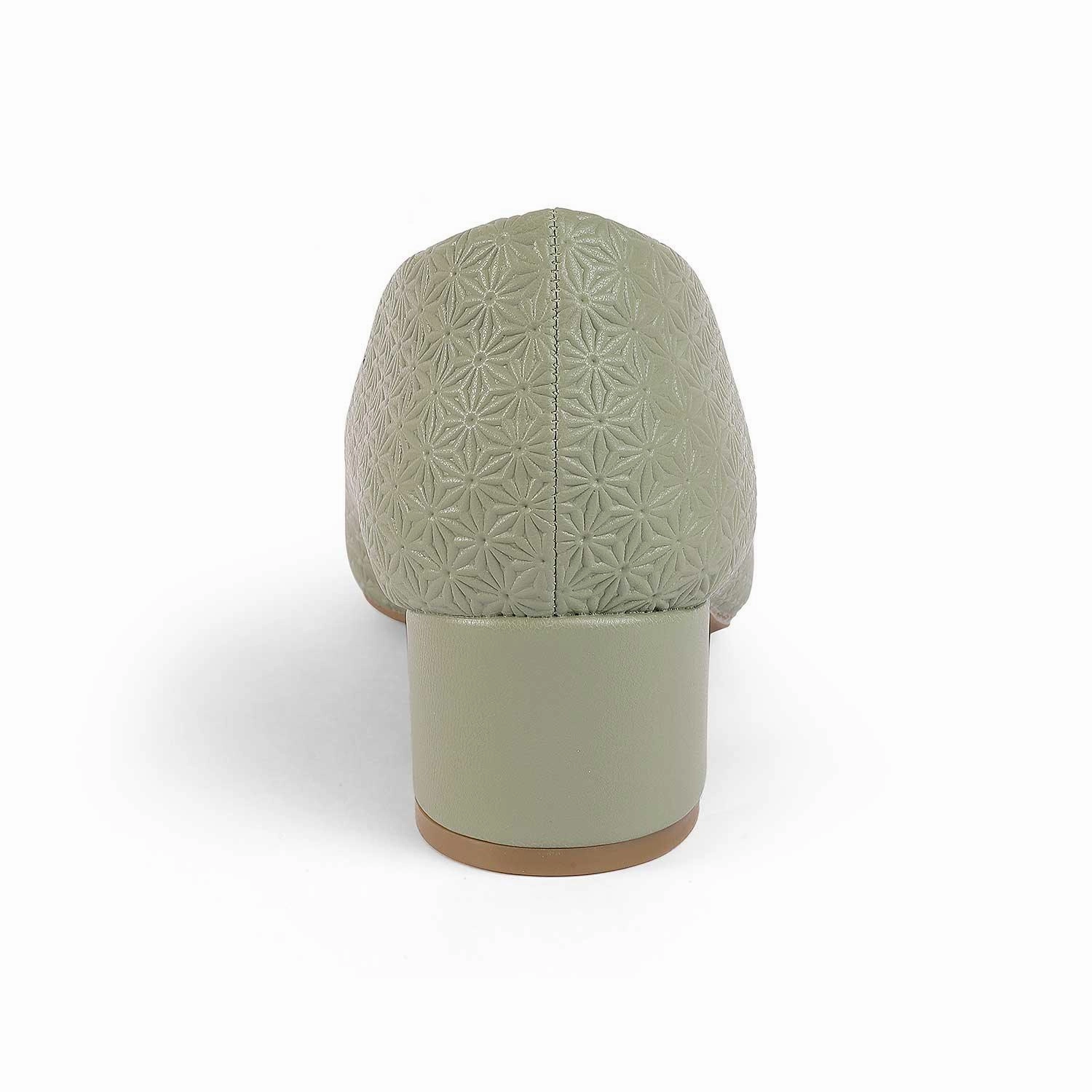 Tresmode Treroy Green Women's Peep-toe Heels Wooden High Heel Mules