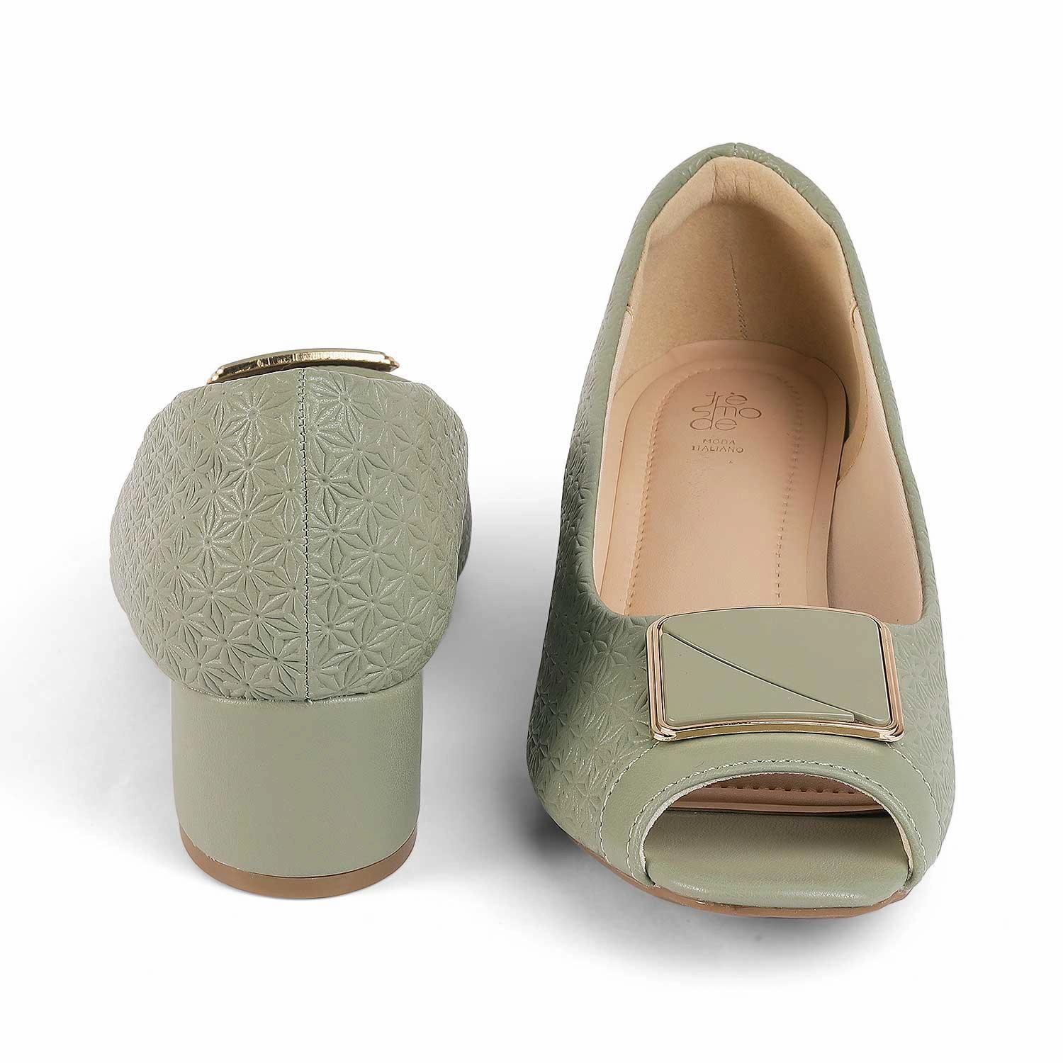 Tresmode Treroy Green Women's Peep-toe Heels Different High Heels Shoes