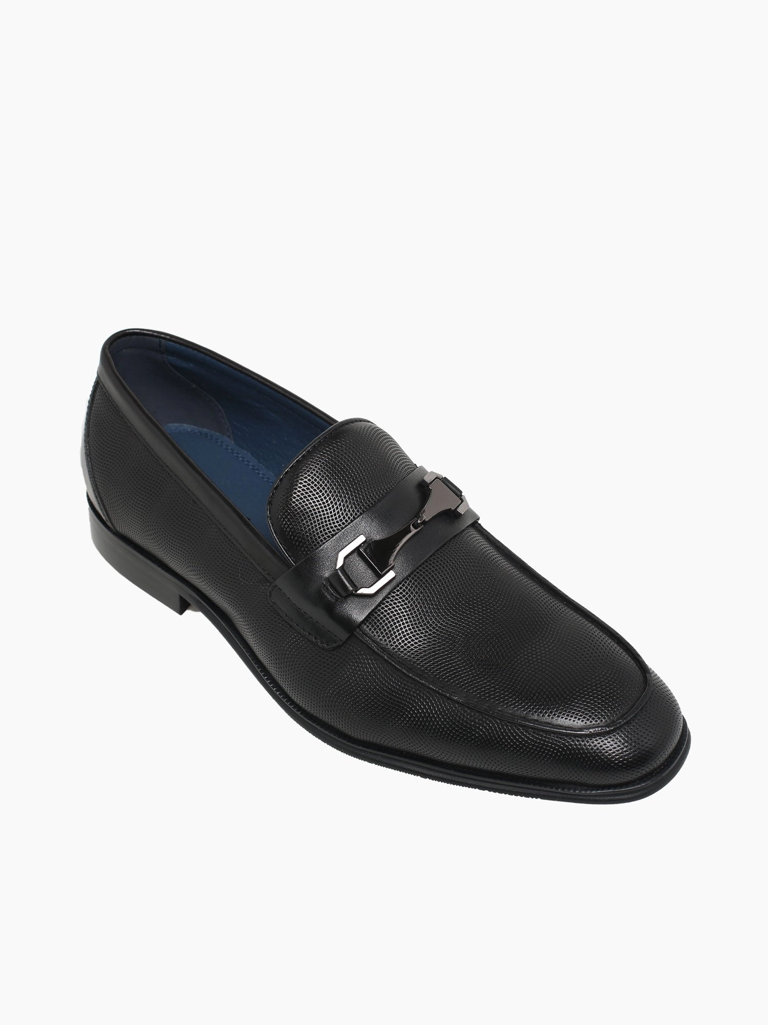 Tyre Black Embossed Leather Flat Brogue Shoes