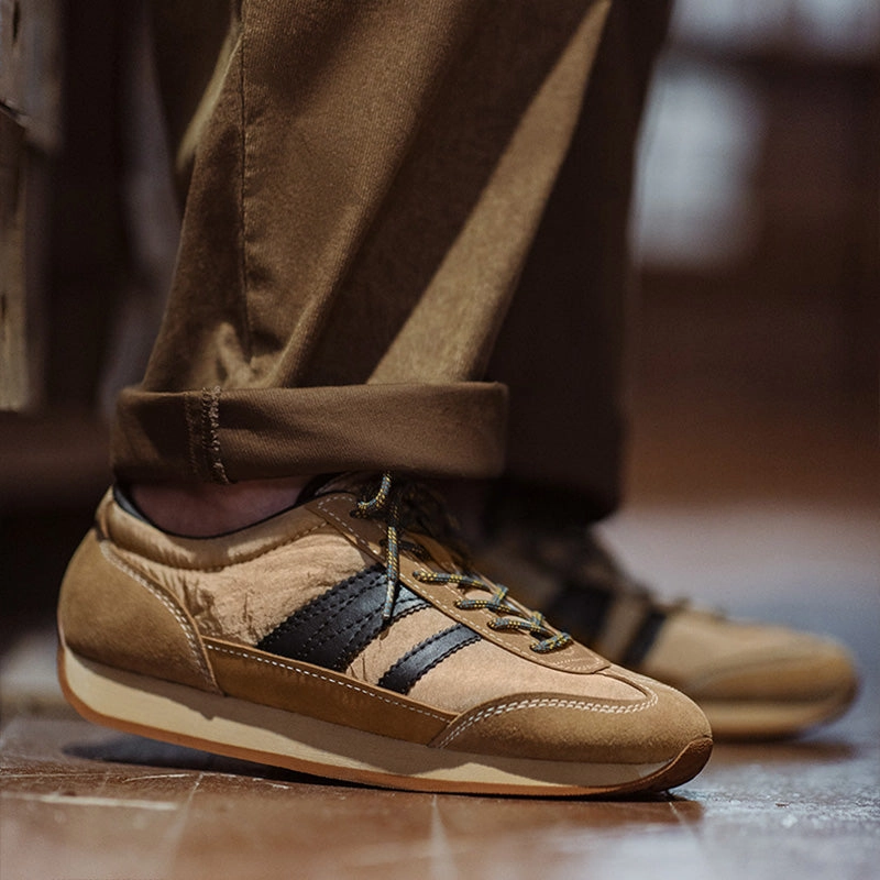 Flat Shoes With Thick Soles Men Retro Leather Flat Casual Running Sneakers