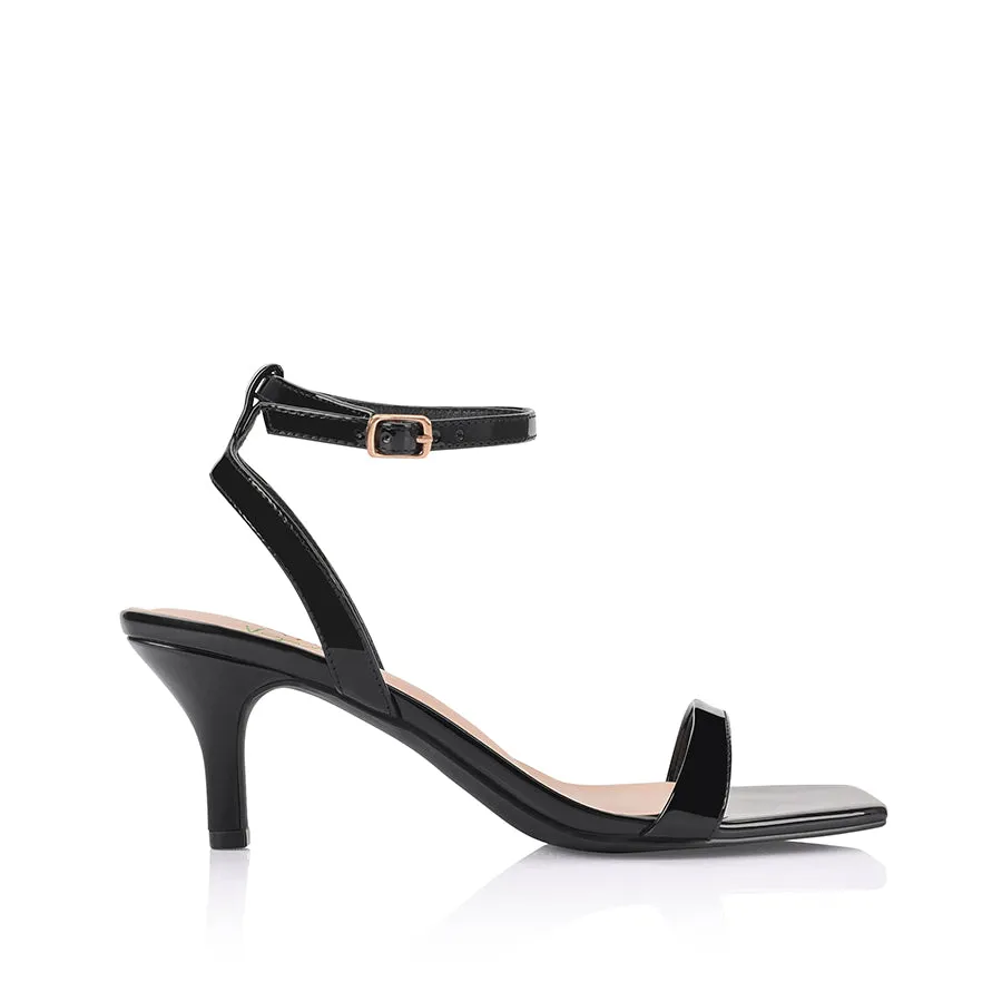Patrick With High Heels Tally Kitten Heel Sandals - Black Patent