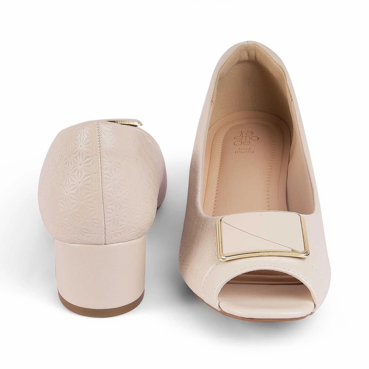 Tresmode Treroy Beige Women's Peep-toe Heels High Heels Suede