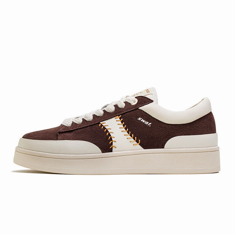 Big Kid Shoes For Flat Feet Men's Fashion Patchwork Suede Flat Casual Sneakers