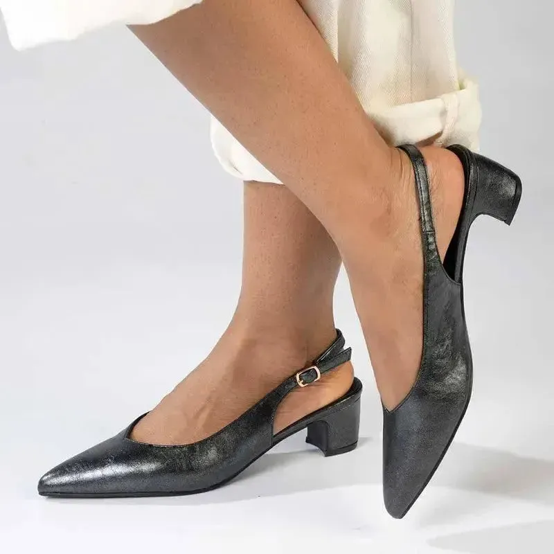 Heel Biker Boots Pierre Cardin Filipa Slingback Heels - Black