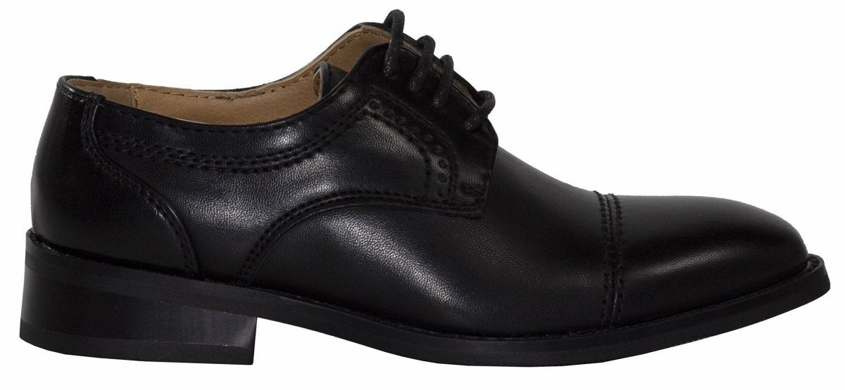 Ecco Casual Shoes Sale Boys Matte Black Cap Toe Lace-up Dress Shoes