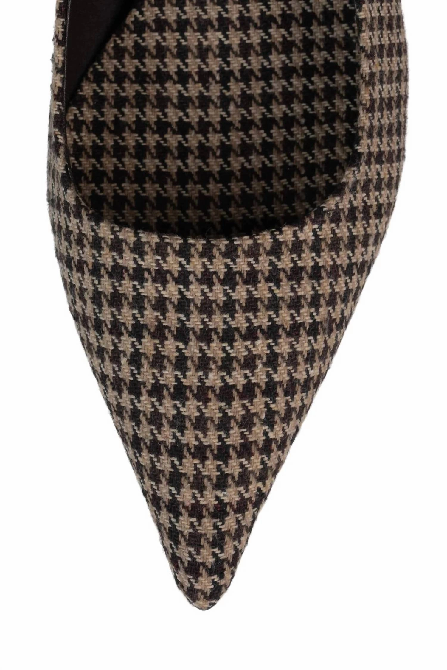 Devious High Heels Women Tanya Houndstooth Slingback Heel Pumps In Beige Brown
