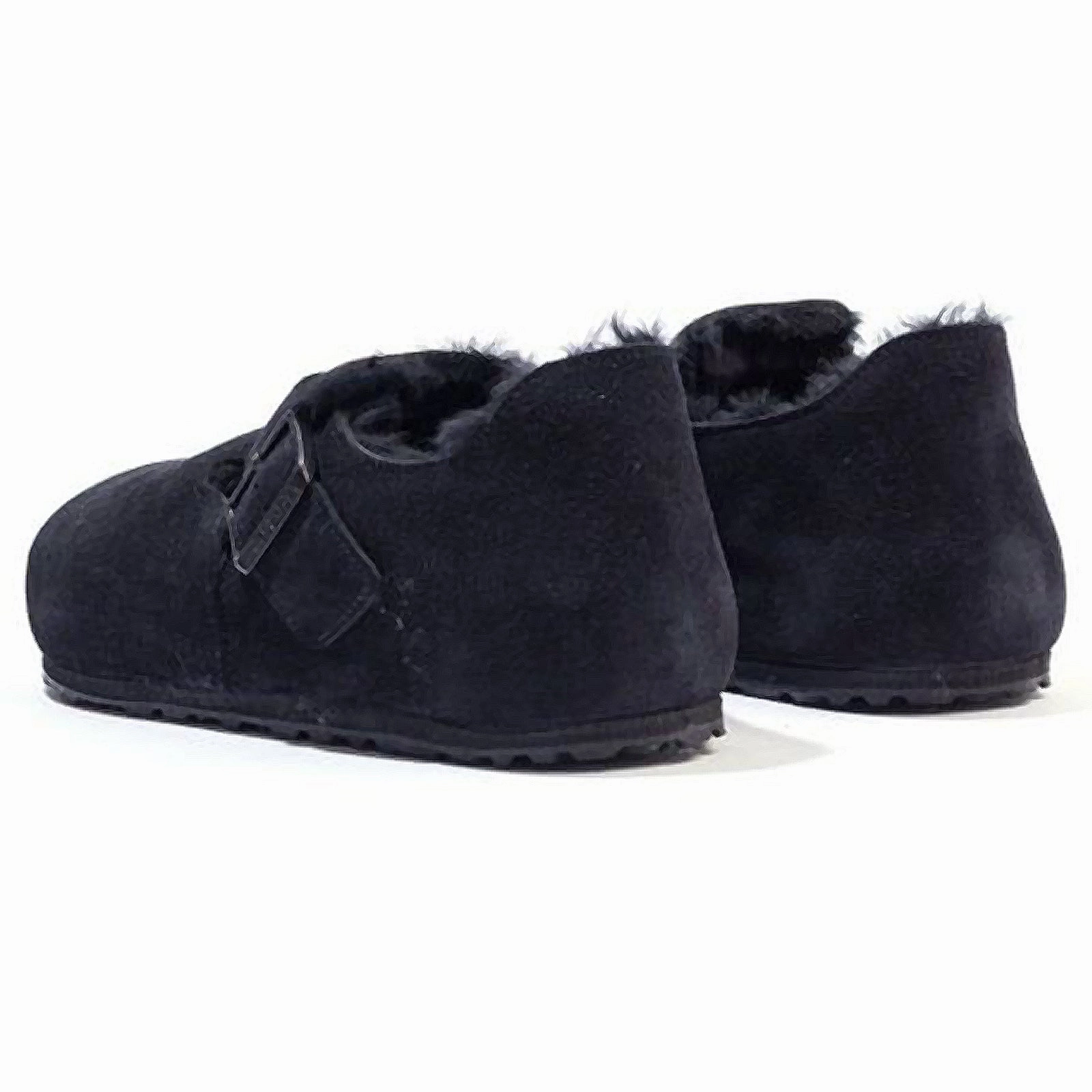 Birkenstock London Shearling Suede Unisex Slip On Shearling Black Shoes Sydney Luxe Buckle