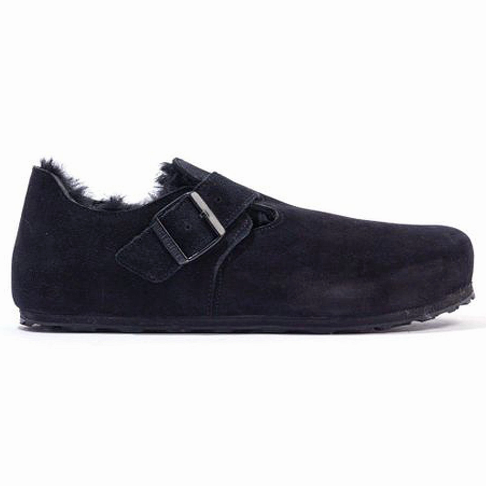 Newsletter Discount Birkenstock London Shearling Suede Unisex Slip On Shearling Black Shoes