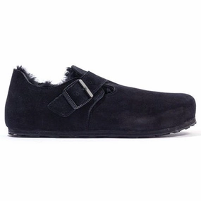 Skeleton Clogs Birkenstock London Shearling Suede Unisex Slip On Shearling Black Shoes