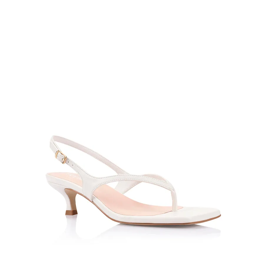 Marnie Kitten Heel Sandals - Chalk White