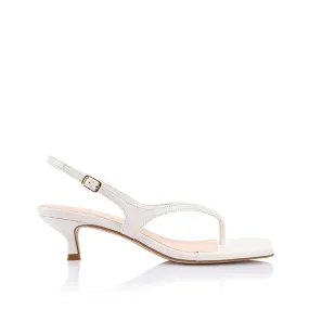 Marnie Kitten Heel Sandals - Chalk White Knee High No Heel Boots