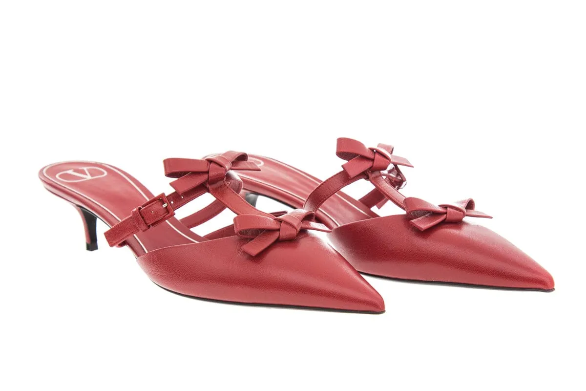 Sneakers On High Heels Valentino Red Leather Kitten Heels SZ 40
