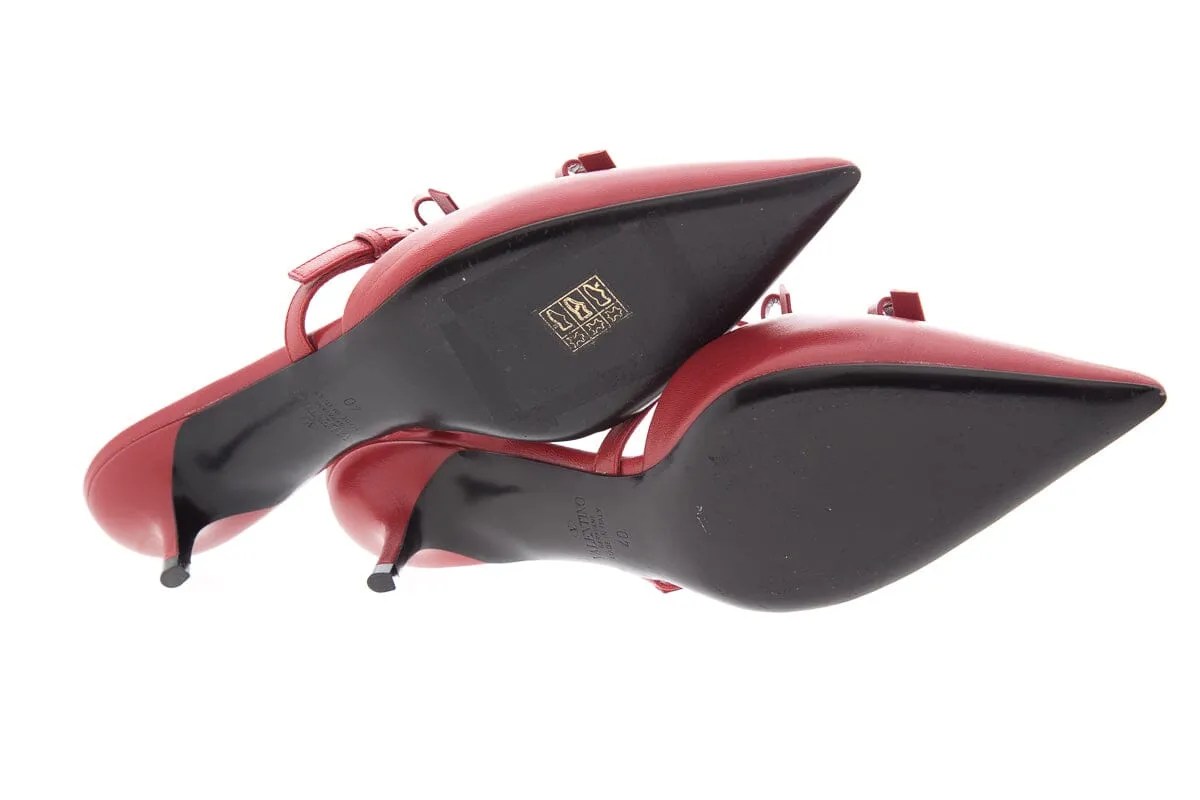 Sneakers And High Heels Valentino Red Leather Kitten Heels SZ 40