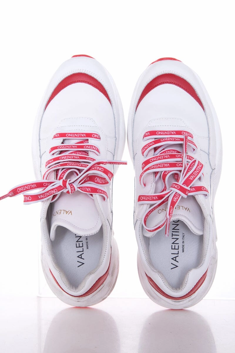 Valentino White And Red Sneakers SZ 9.5 Best Casual Walking Shoes With Arch Support