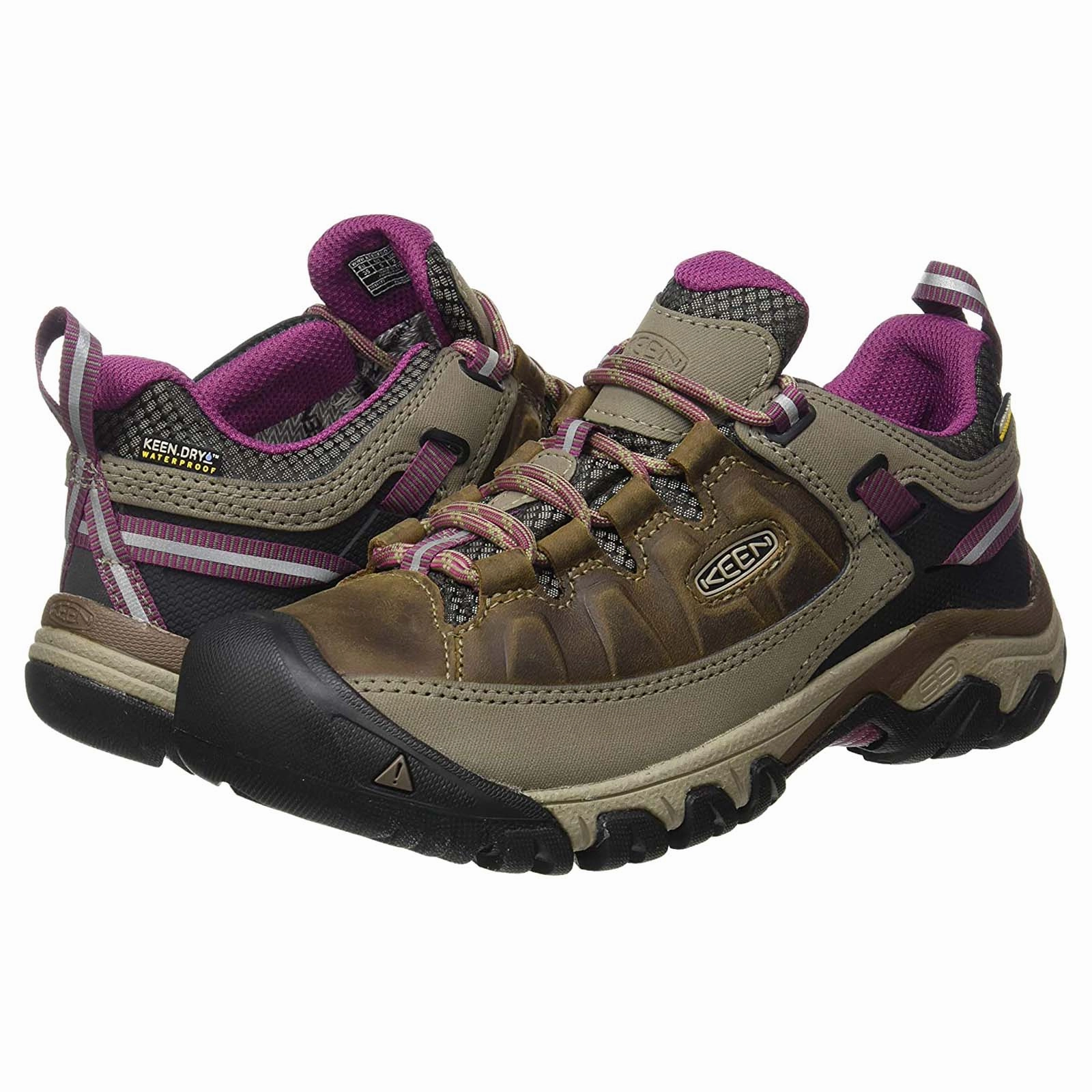 Hoka Hiking Shoes Keen Targhee III Leather Textile Women's Lace Up Weiss Boysenberry Shoes
