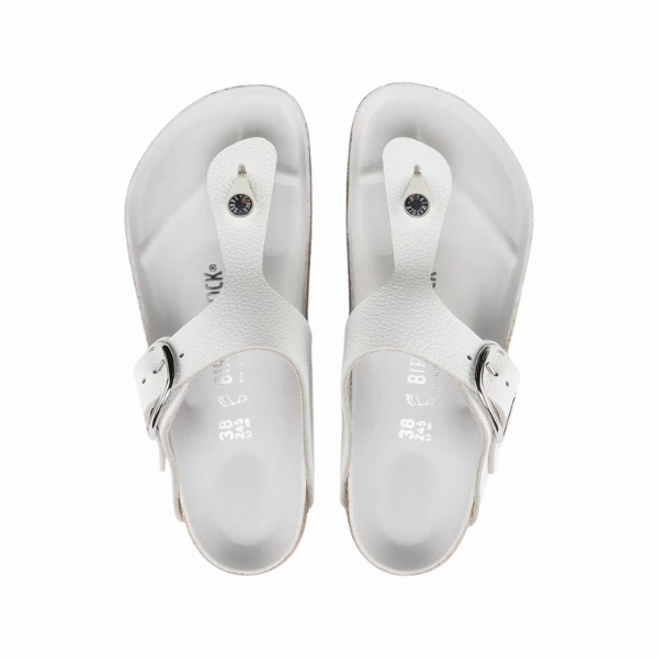 Birkenstock Women's Gizeh Big Buckle Leather White Soft Footbed Shoes