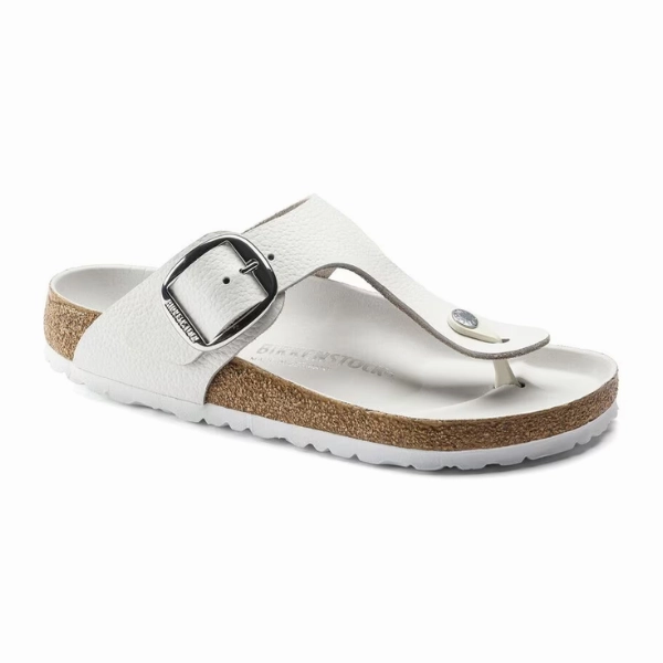 Birkenstock Women's Gizeh Big Buckle Leather White Sliders