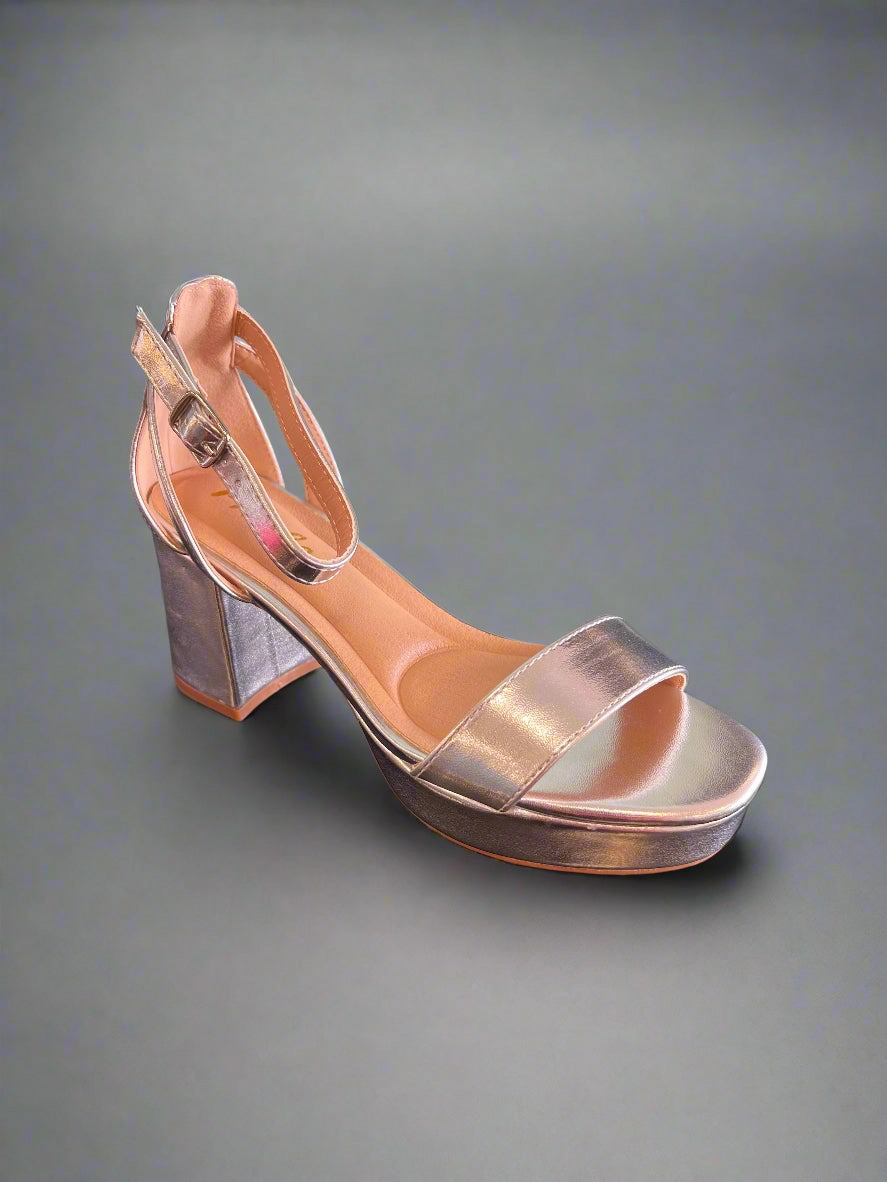 NEWDAY-03 Silver Metallic Platform Heel Zelensky Dance Heels