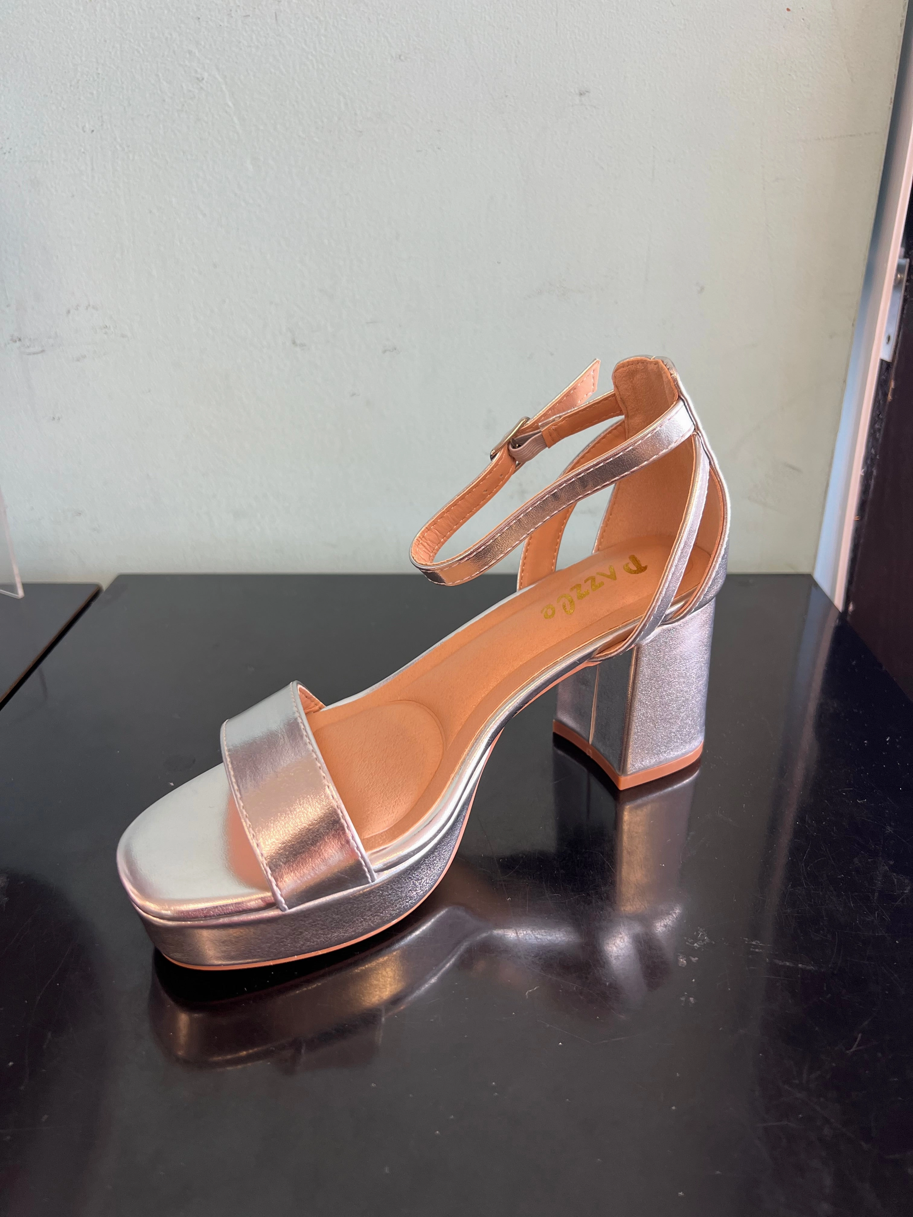 NEWDAY-03 Silver Metallic Platform Heel High Heels Patent