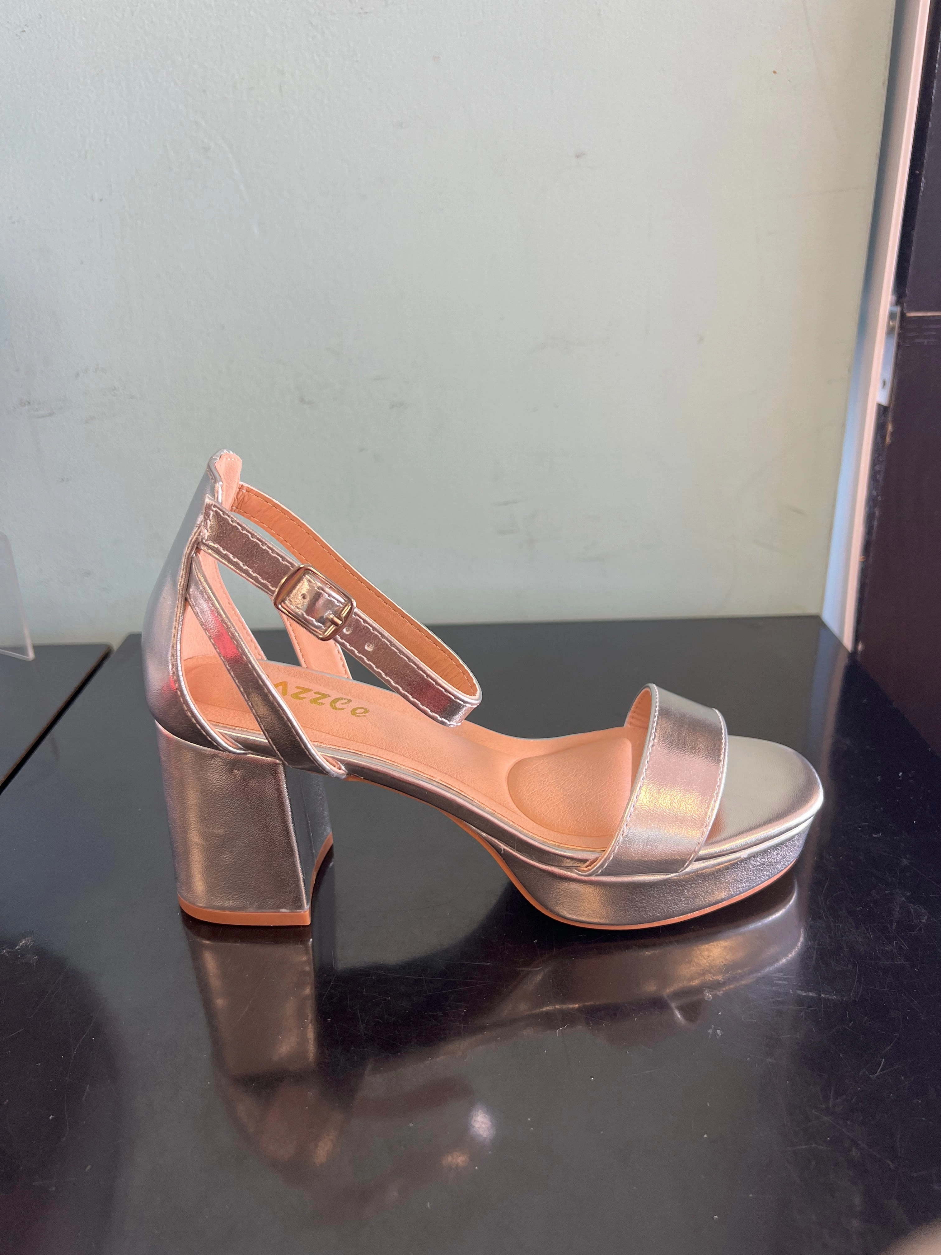 Ugg High Heels NEWDAY-03 Silver Metallic Platform Heel