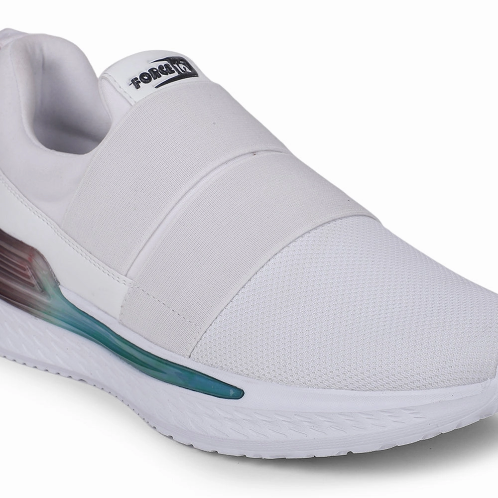 Force 10 White Sports Non Lacing Walking Shoes For Men BLAKES-2E By Liberty Walking Soft Shoes