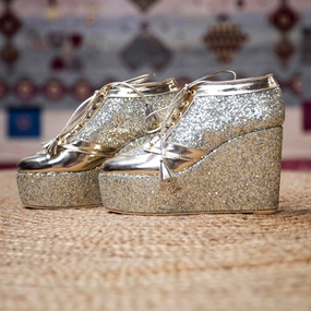 Gold Silver Bridal Sneaker Wedges - Customized Wedding Shoes | Tiesta Shoes For Office Casual