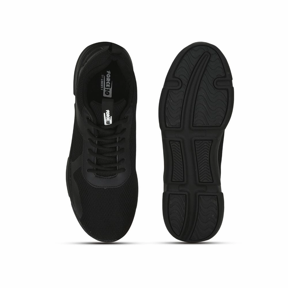 FORCE 10 Sports Walking Shoe For Men (Black) ROGER-E By Liberty For Pronators Best Walking
