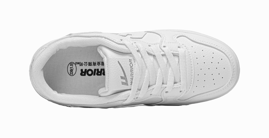 Wide Width Casual Shoes Warrior Abrasion Resistant Lightweight Height Increasing Low top Skateboard Shoes Unisex White