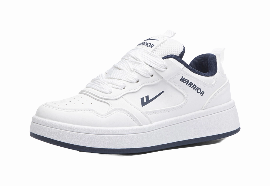 Warrior Slip Resistant Abrasion Resistant Low top Skateboard Shoes Unisex White Dark Blue Glitz Casual Slip-on Walking Shoes