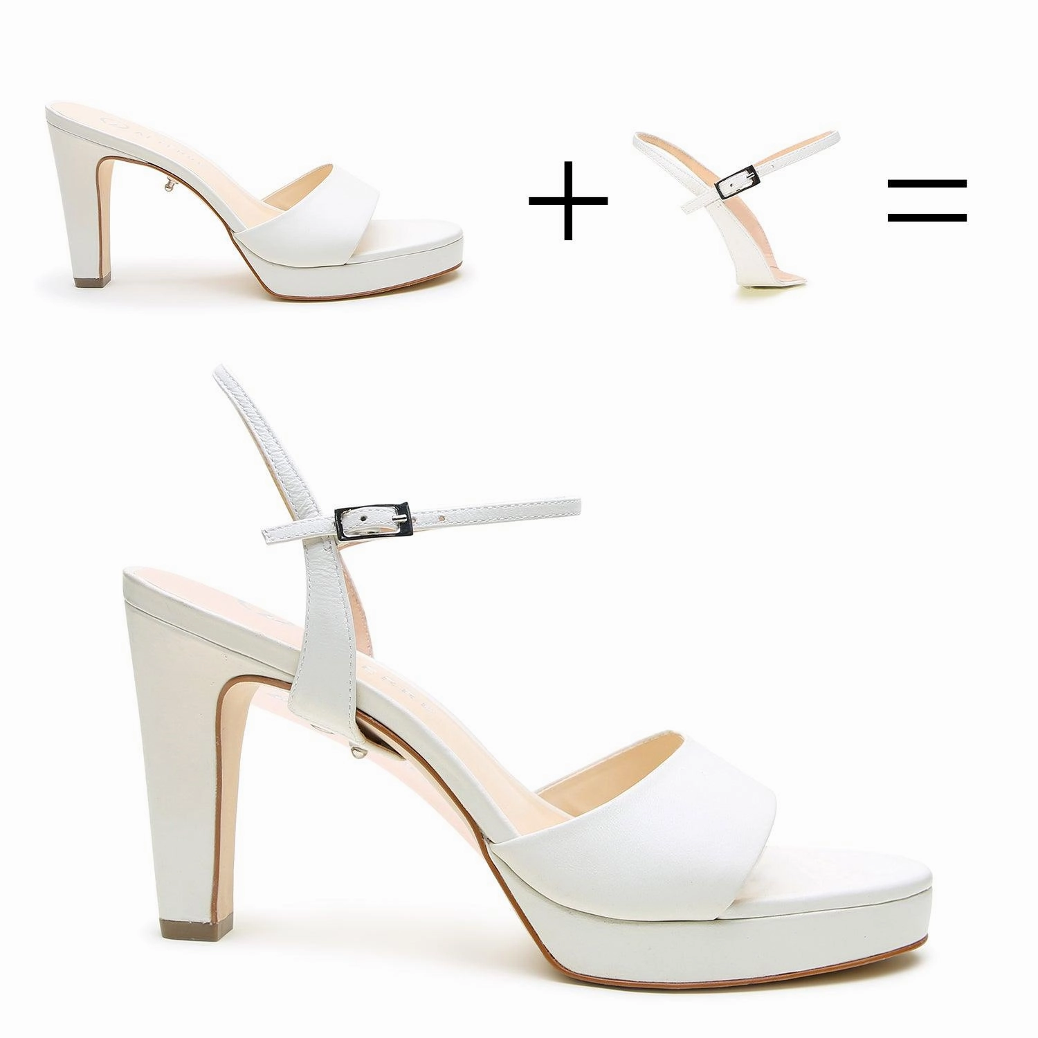 White Lo Platform   Amal Strap High Heel Wooden Sandals