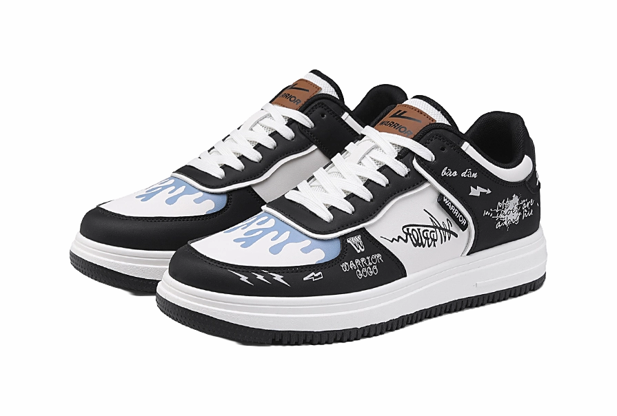 Warrior Low top Skateboard Shoes Unisex Black Beige Business Casual Closed Toe Shoes