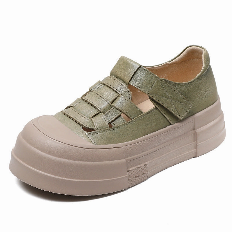 Women Casual Plaited Leather Flat Platform Sandals Sandals Resort Overwater Bungalows