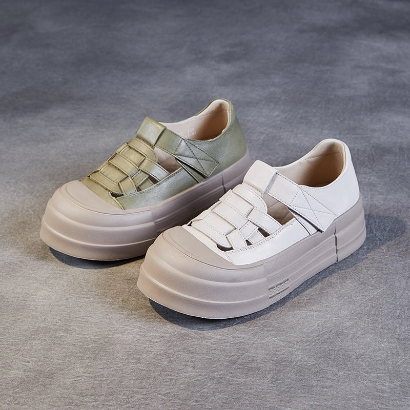 Wrap Up Sandals Women Casual Plaited Leather Flat Platform Sandals