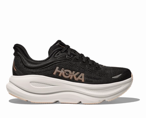 Women's - HOKA Bondi 9 - Black/Rose Gold Kolbie Leather Combat Boots