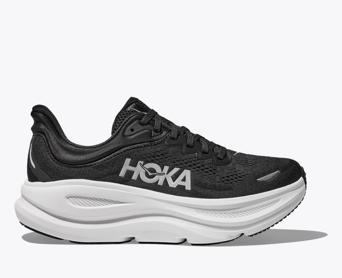 Women's - HOKA Bondi 9 - Black/White Chunky Combat Boot