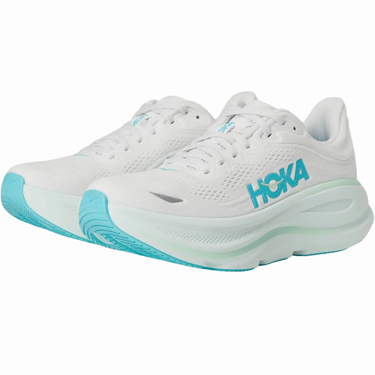 Combat Boot Lacing Techniques Women's - HOKA Bondi 9 - Frost/Cielo Blue