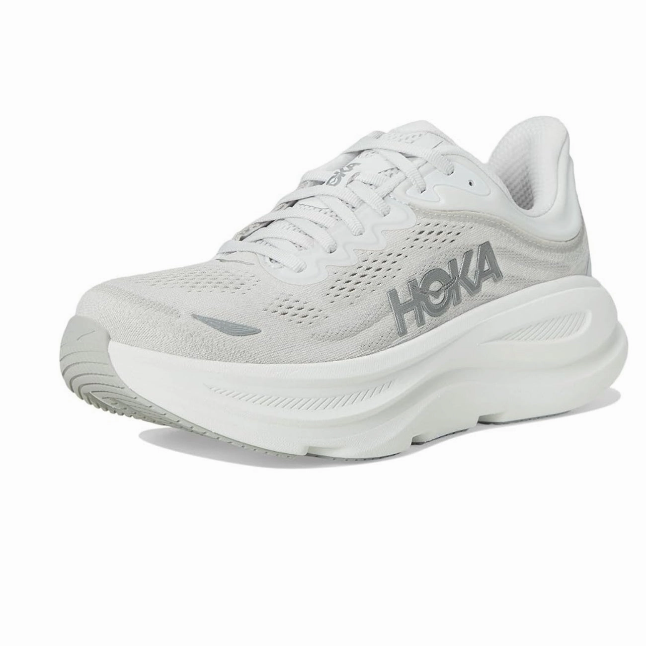 Women's - HOKA Bondi 9 Wide - Stardust/Silver Skinny Jeans And Combat Boots