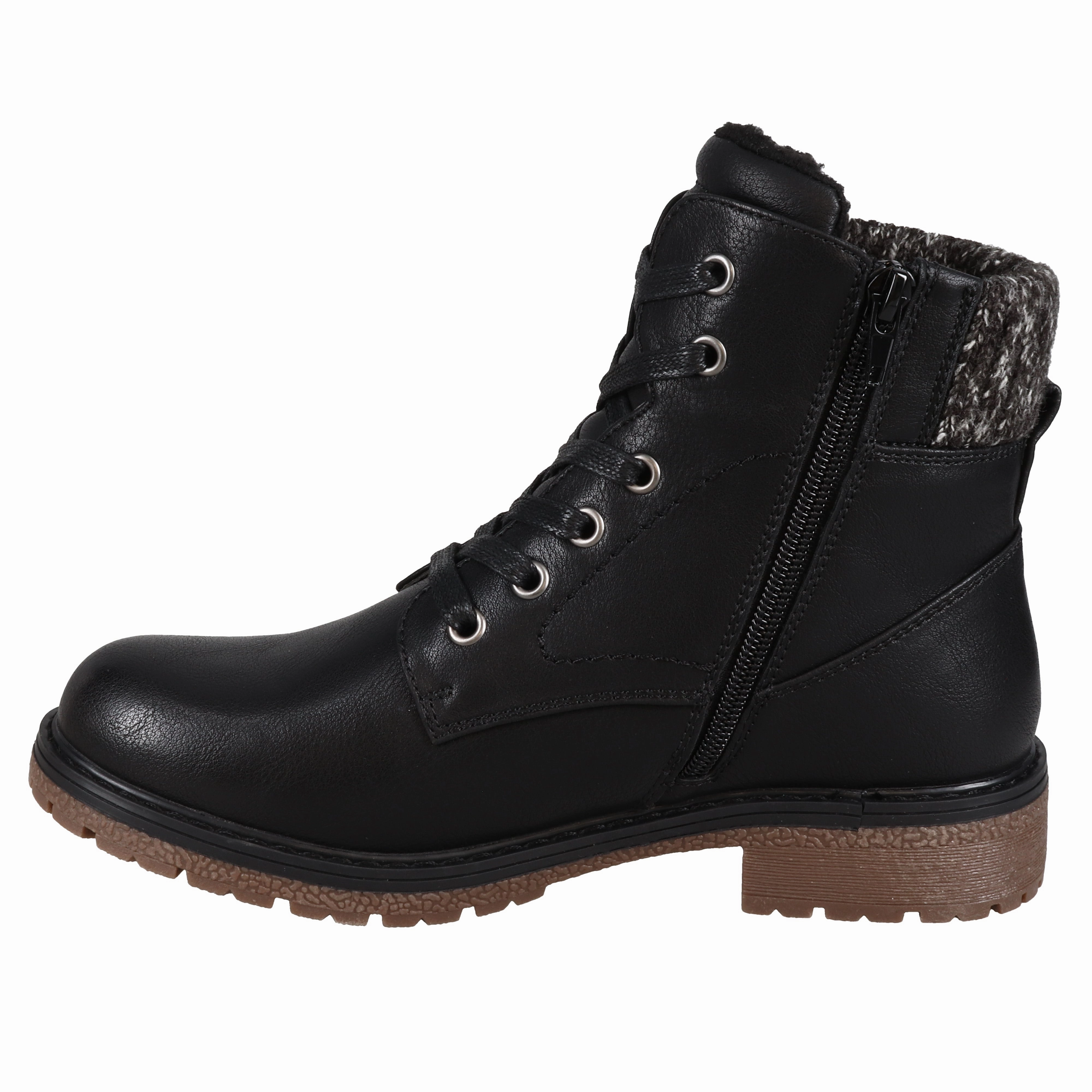 Black Leather Combat Boots Women's Dakota 01 WP