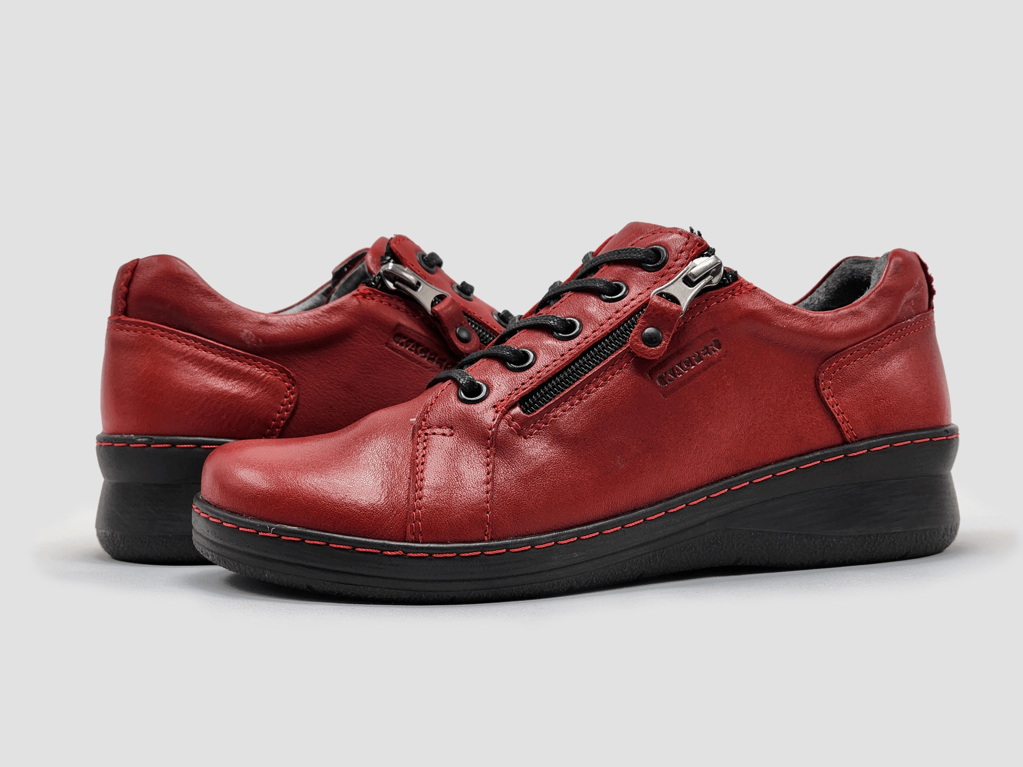 Women's Dr Wellness Zip-Up Leather Shoes - Red Casual Cycling Shoes With Cleats