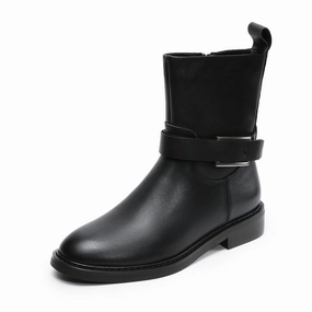 Popular Combat Boots Women's Minimalist Leather Winter Furred Boots