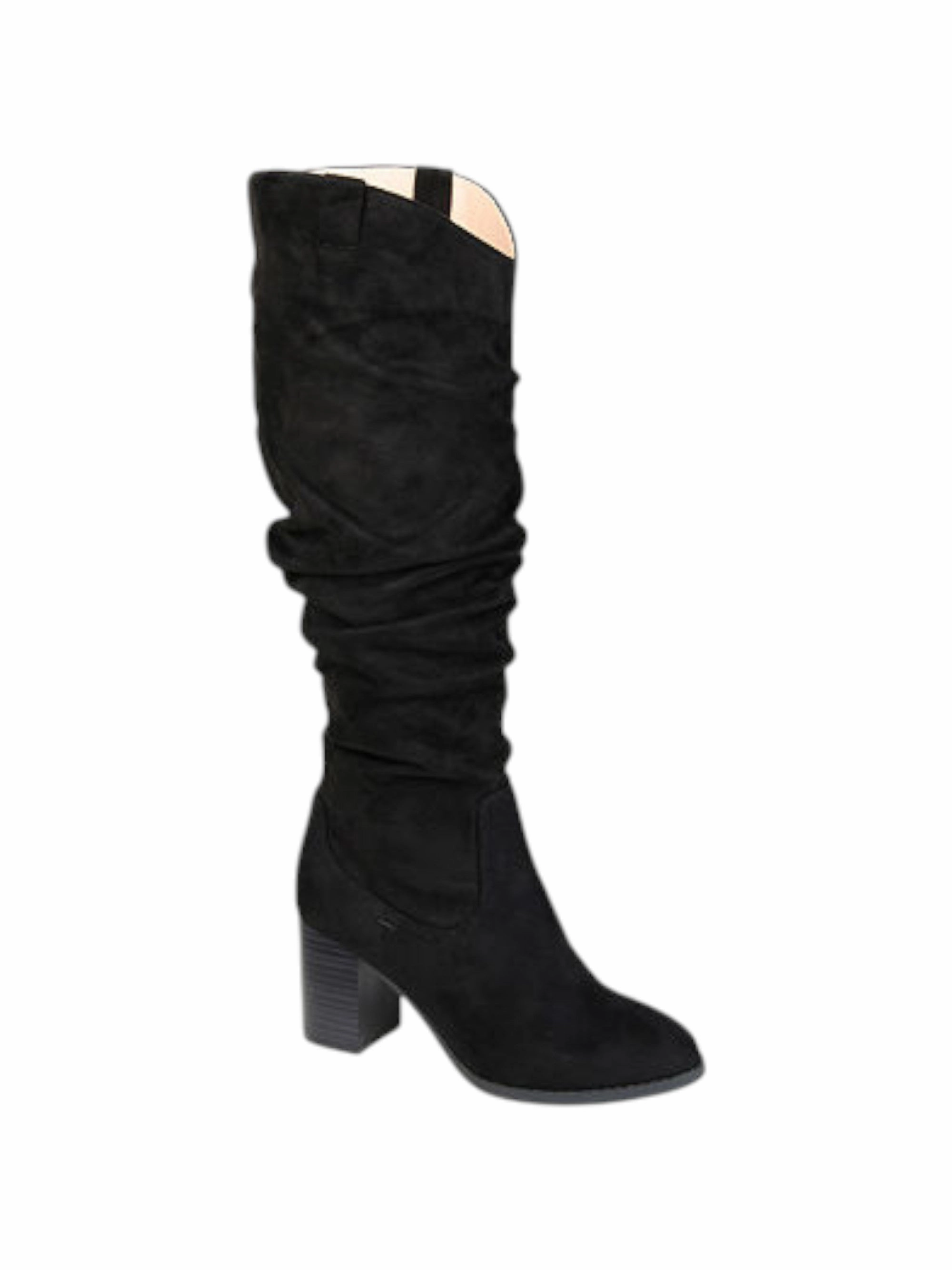 Knee High Riding Boots Wide Calf Women's Plain Knee High Boots Heels,Black