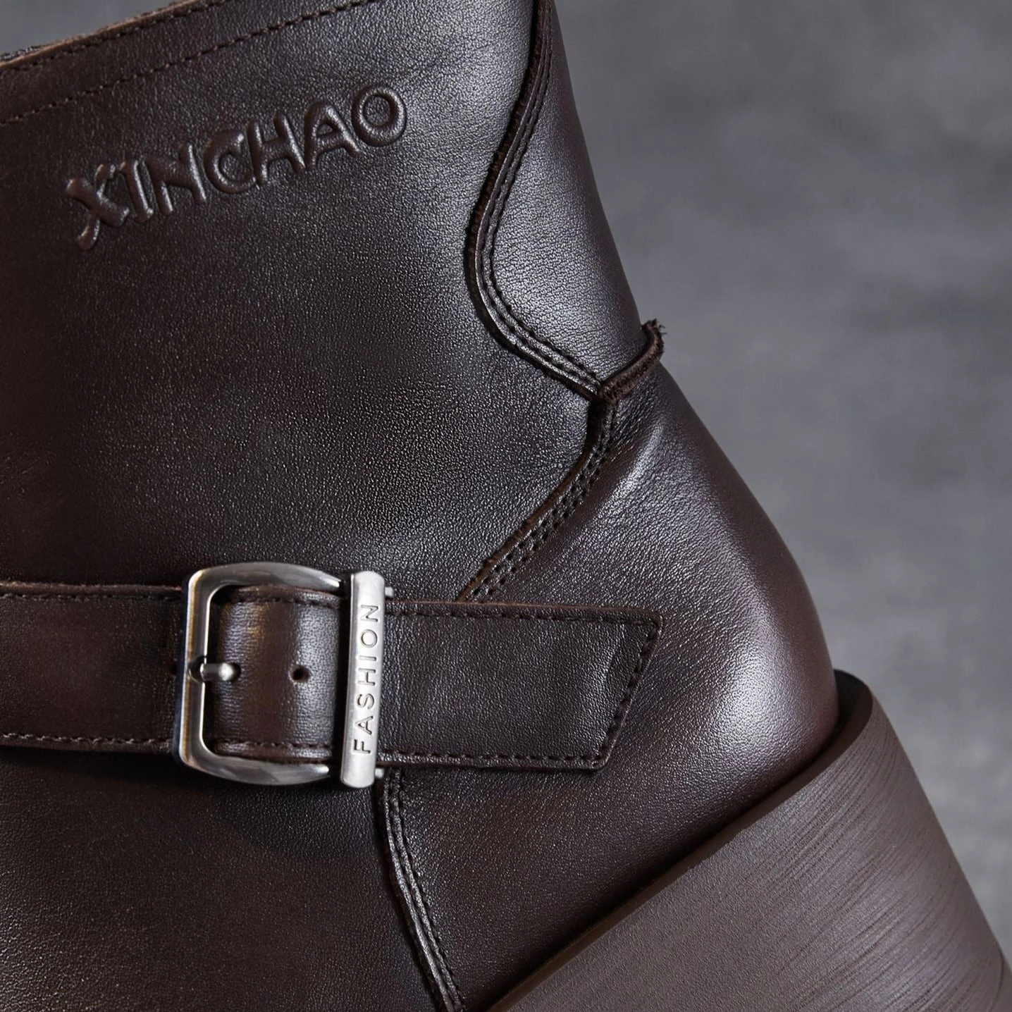 Women's Vintage Plain Leather Chunky Platform Ankle Boots Costume Combat Boots