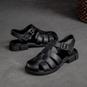 Porn Sandals Women Summer Plaited Leather Casual Sandals