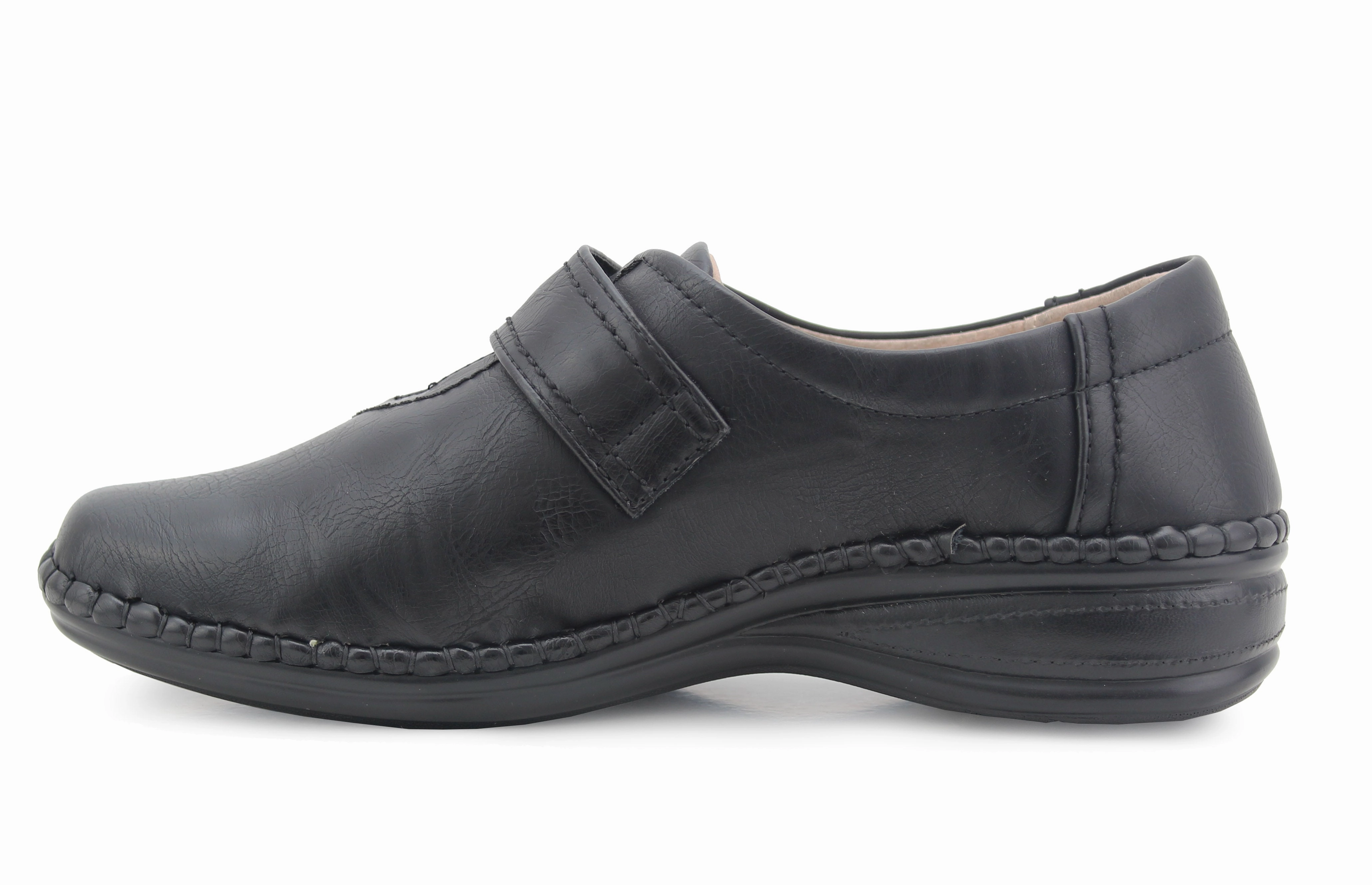 Mary Jane Casual Shoe Womens Ladies Extra Wide Fitting EEE Touch Fasten Strap Leather Lined Office Formal Loafers Shoes