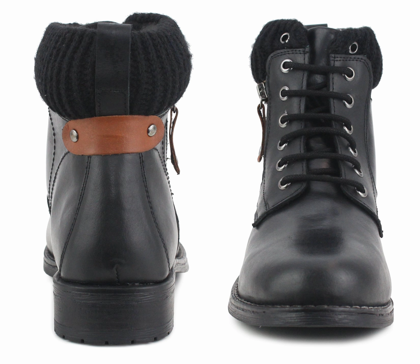 Womens Ladies Genuine Leather Warm Fleece Lined Fashion Walking Combat Ankle Boots Combat Boots At Famous Footwear
